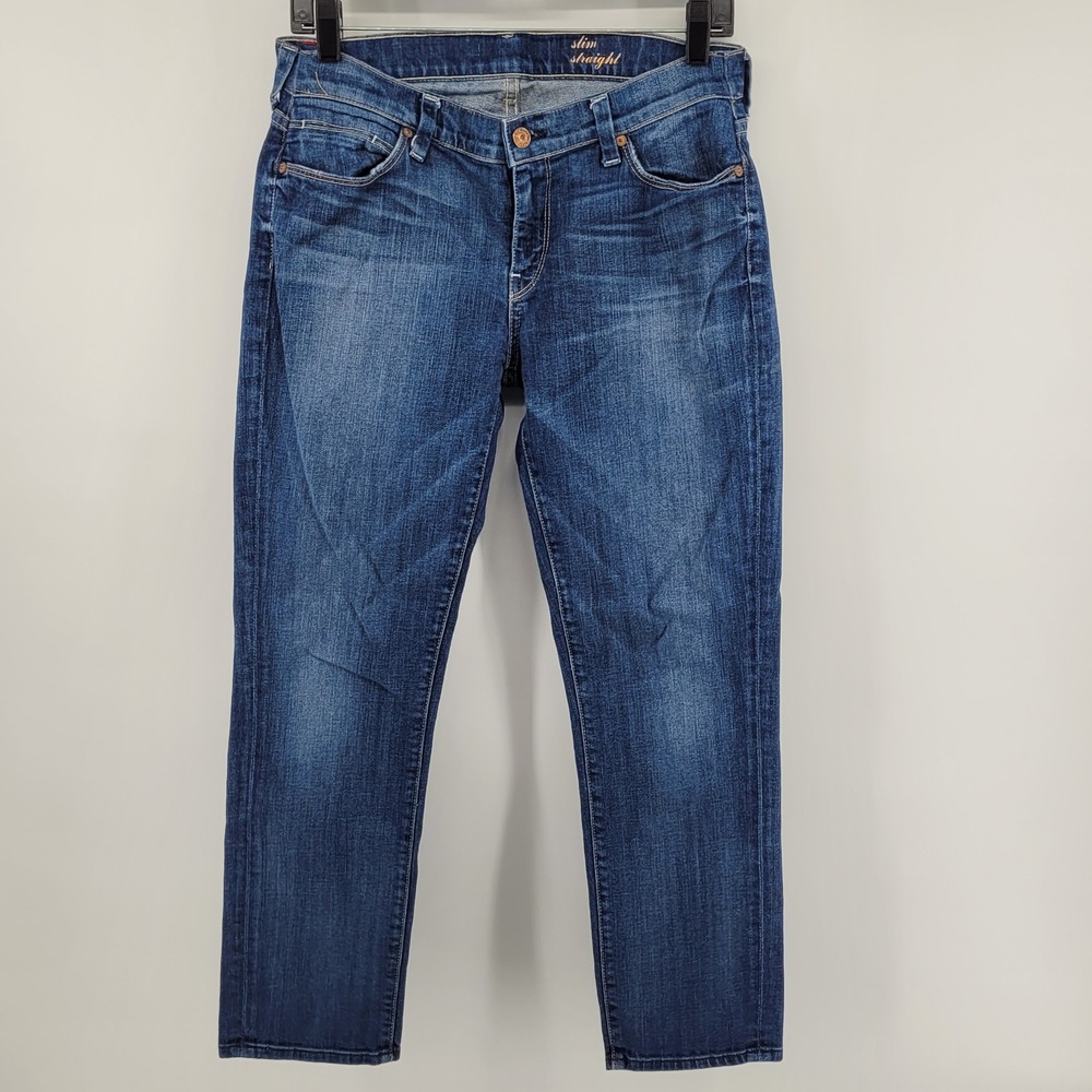 [READ] 7 For All Mankind Slim Straight Jeans 30 Blue Denim Mid Rise Womens Seven